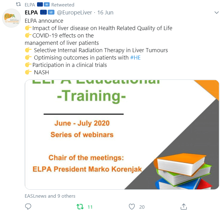 ELPA Educational training - Series of webinars, 17th June - 8th July 2020